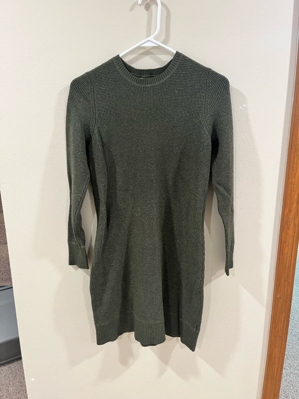 A New Day | Olive Green Waffle Knit Mini Sweater Dress-Medium